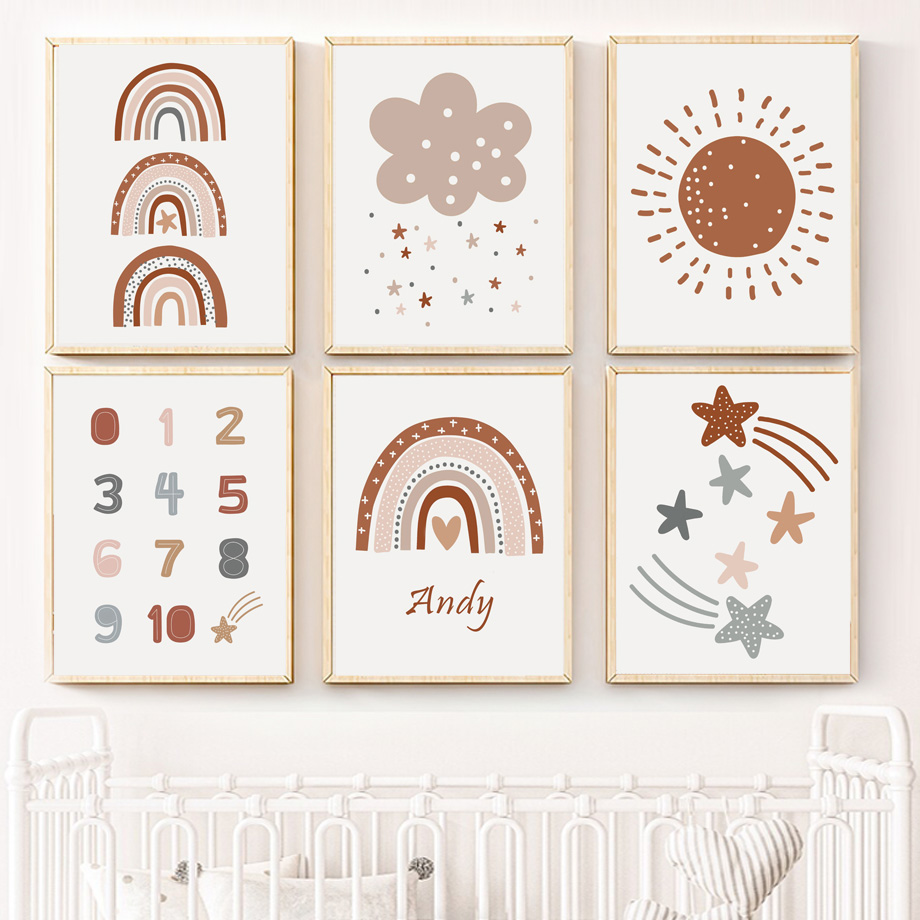 Boho Nursery Poster Canvas Pri - Kids Education Name ulasan dan harga